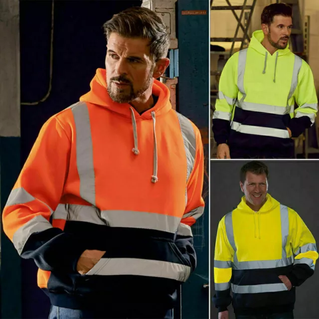 Hi Vis Viz Safety Reflective Work High Visibility Hoodie Jacket Vest Shirt Pants