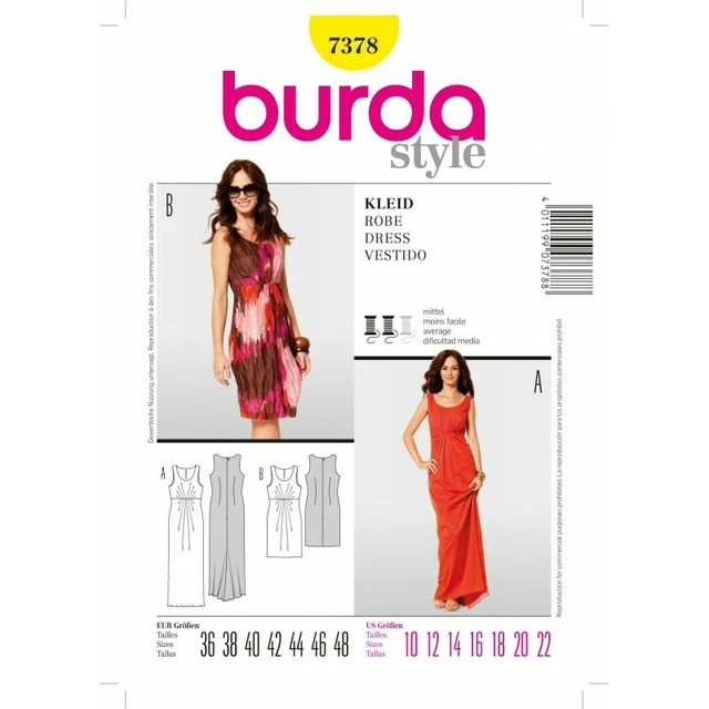 Patron De Couture BURDA Vintage N°7571 - Robe De Soirée 2 Créations - Taille 36 à 44