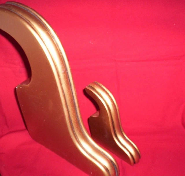 2 WOOD Curtain Brackets FRENCH GOLD 8.75" for 3.75 diam and 4" for 1.5 ROD POLE