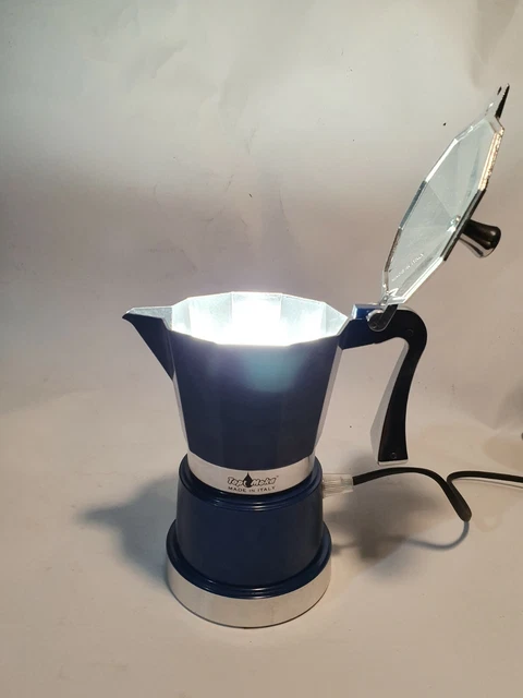 Lampada artigianale, Lampada da tavolo, Lampada caffettiera, Lampada blu
