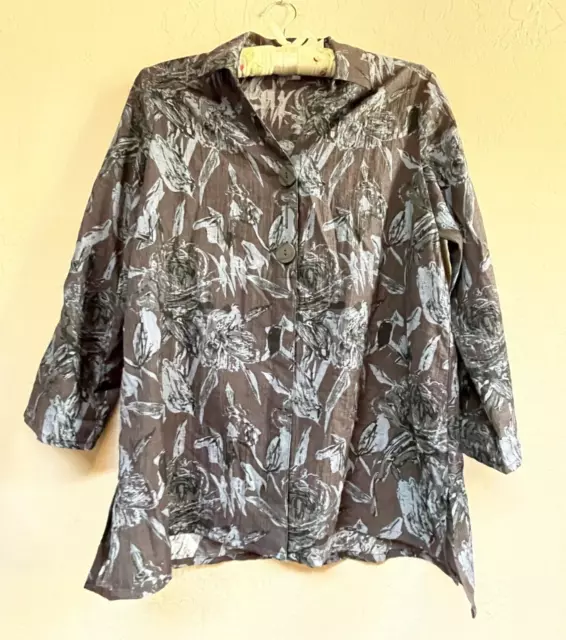 Habitat Women's XS 3/4 Sleeve Button Down Vintage Floral Tunic Swing Shirt