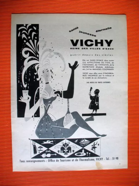 Publicite De Presse Vichy Reine Des Villes D'eaux Guerit Depuis Des Siecles 1958