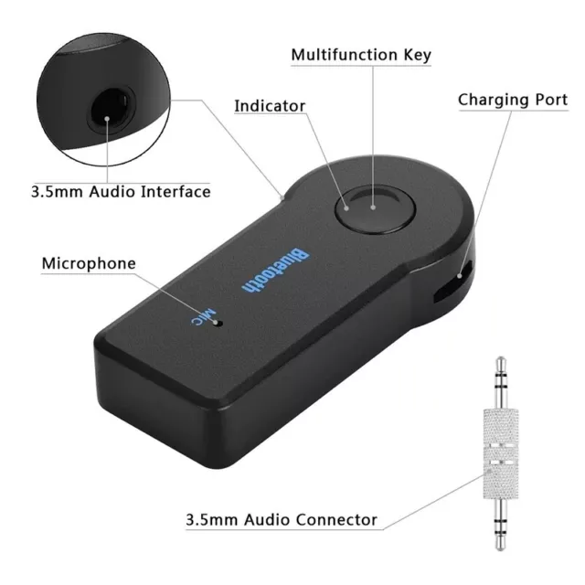 Wireless Bluetooth 4.2 Stereo Home Receiver Adapter 3.5mm Car Music Audio AUX oz 3