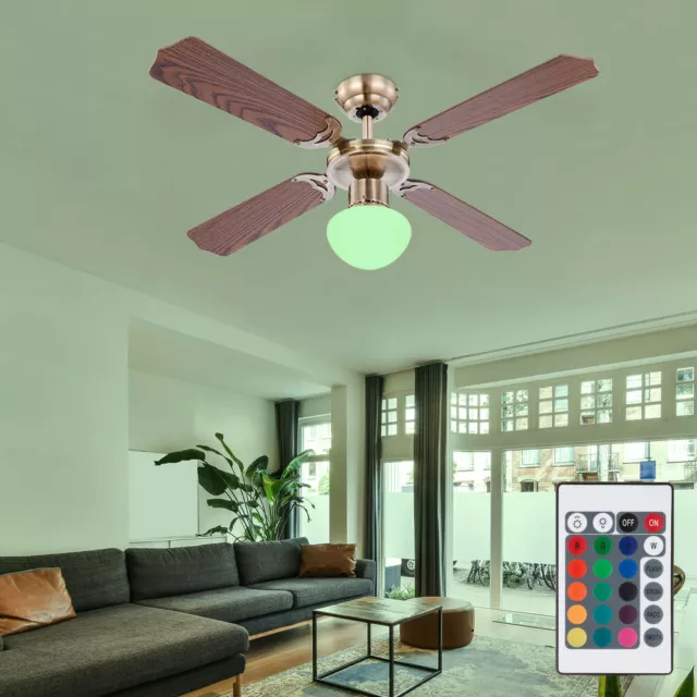 De Plafond Ventilatorleuchte Plafonnier LED Changement Couleur Télécommande Rvb