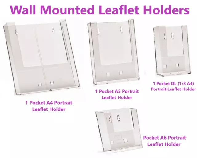 DL A5 A4 Wall Mount Leaflet Postcard Brochure Holders Menu Dispenser Displays