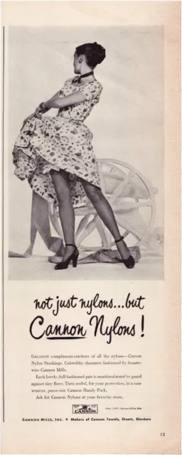 Print Ad Cannon Nylon Stockings 1947 Pin Up GGa Half-Page Magazine 5"'x12"