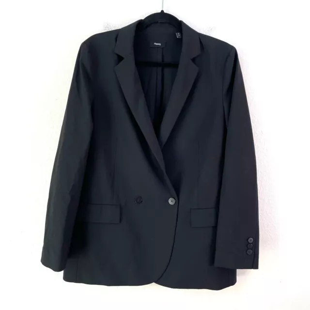 Theory Womens 6 Black Double Breasted Boy Jacket Traceable Wool Blazer