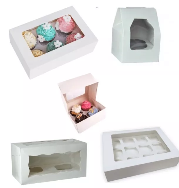 1,  2, 4, 6, 12 Hole / Cavity Cupcake Box - Removable Inserts - Takeaway Cake