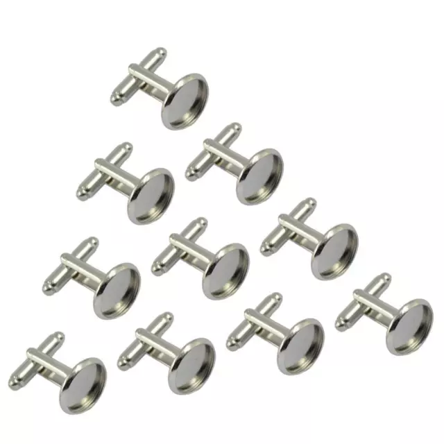 10pcs Blank Round Bezel Setting Base Cufflink Findings Cuff Link Silver DIY