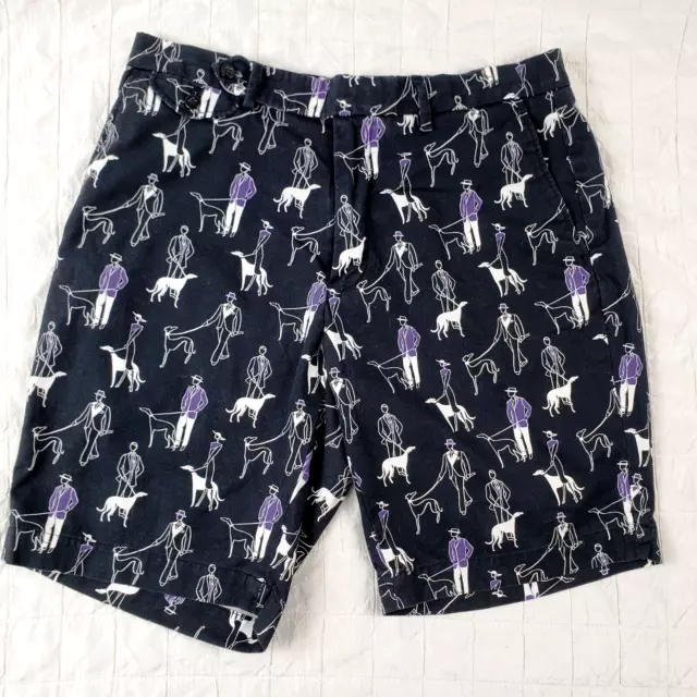 Polo Golf Ralph Lauren Mens Sz 32 Dog Walker Chino Shorts Black/Purple/White