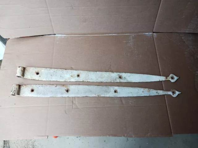 Pair of (2) 27"18th Century Blacksmith Made Antique Strap Hinges/Barn Hinge