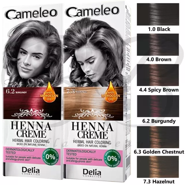 Delia Cosmetics Cameleo Herbal Hair Coloring Cream Natural Henna 0% Ammonia *Uk*