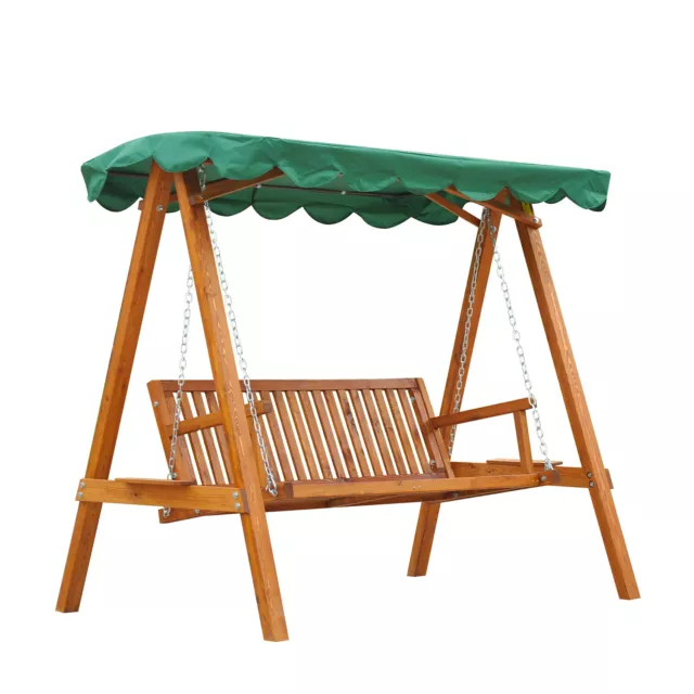 Outsunny Swing Chair 3 Seater Swinging Wooden Hammock Garden Seat Outdoor Canopy