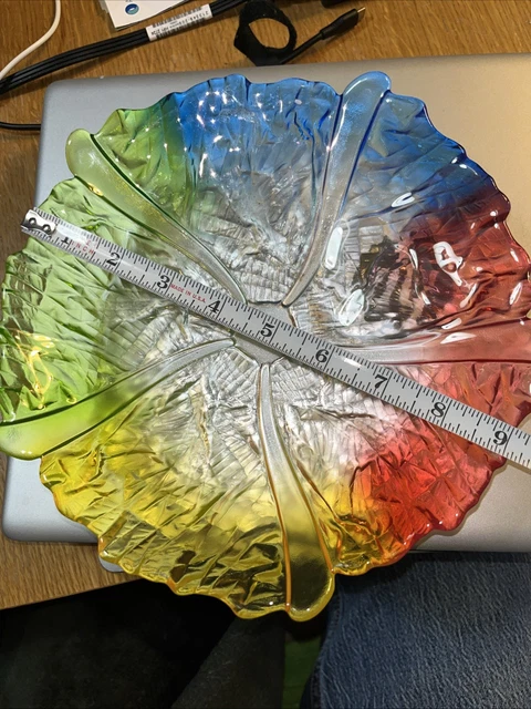 VINTAGE MIKASA WALTHER Rainbow Glass Curved Up Serving Plate