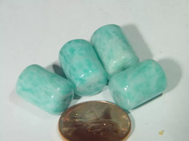 BUTW (4) Russian Amazonite barrel beads lapidary 3834B