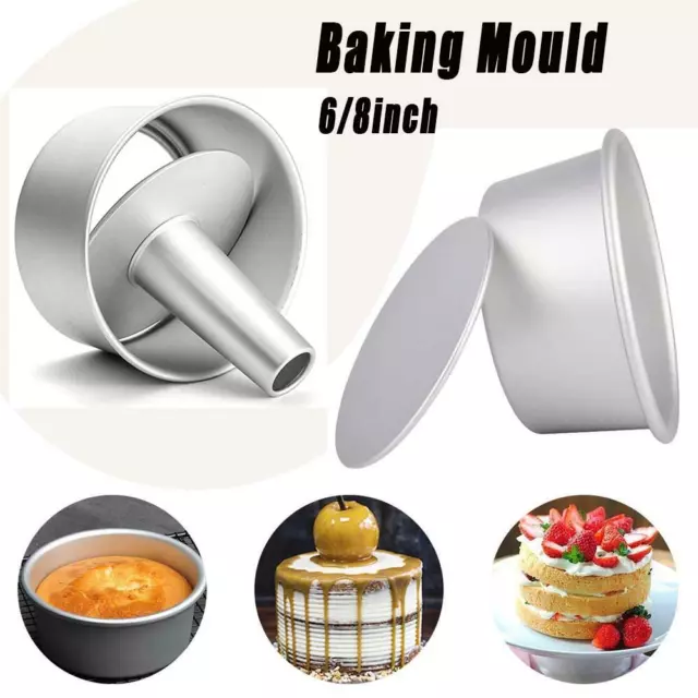 6/8 Inch Aluminum Alloy Round Hollow Chiffon Cake Mold Angel Food Cake Pan DIY