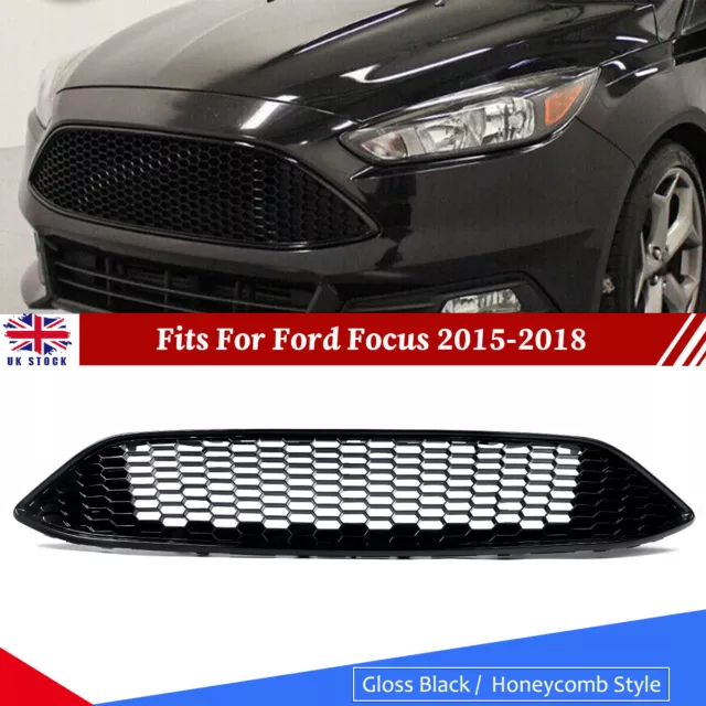 Front Upper Center Honeycomb Mesh Grille For Ford Focus S SE MK3 ZETEC 2015-2018