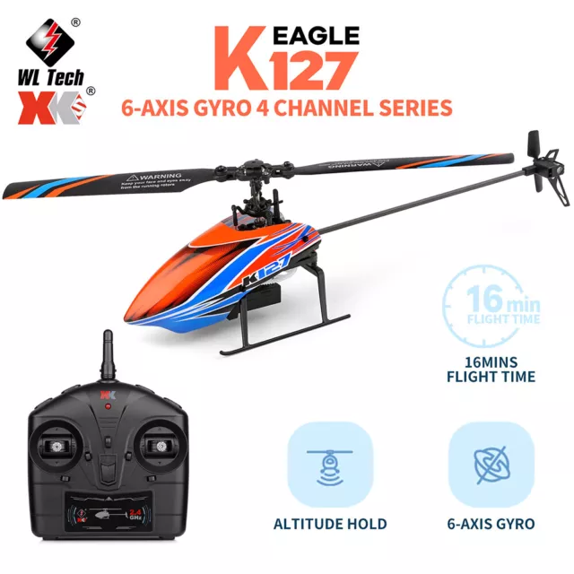 WLtoys K127 RC Helicopter 2.4G 4CH 6-Axis Gyroscope Hover Single Blade RTF