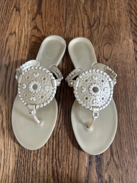 Jack Rogers Georgica Jelly Sandals, Gold, Size 7