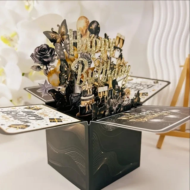 Pop-Up Geburtstagskarte – 3D Design, Mehrfarbig, Mit Umschlag