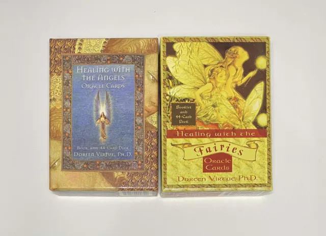 2 x Doreen Virtue Healing With The Angels Fairies Oracle Cards - 1  Incomplete