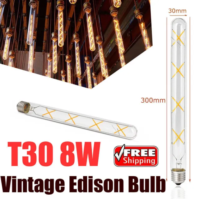 E27 T30 LED Edison 8W Vintage Retro Lampe Glühlampe Filament Glühbirne Birne Neu
