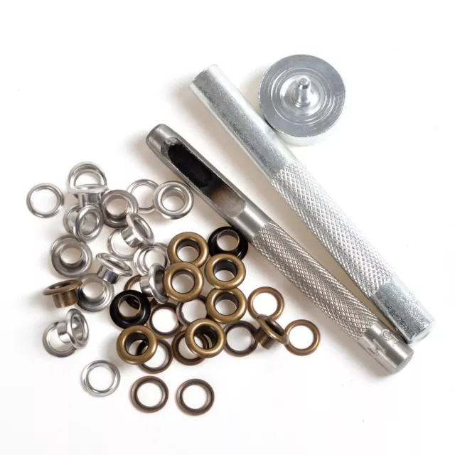 Juego de ojales ojales de 4 mm punzón troquelado herramienta cuero artesanal ojales anillo kits de estandarte