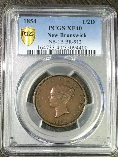 1854 1/2C New Brunswick PCGS XF40 NB-1B BR-912 TrueView - RicksCafeAmerican.com 2