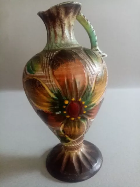 Vase ou cruche a eau vintage signé  H.Bequet poterie Majoliqua  numéroté 682