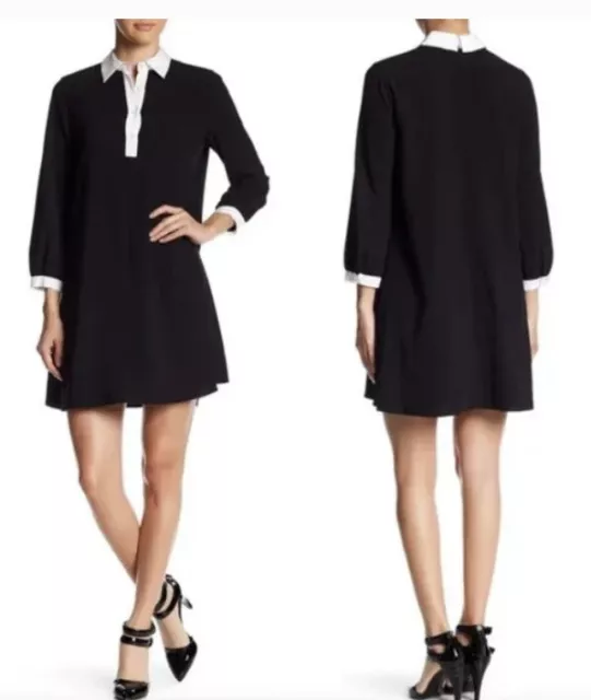 Alice + Olivia Fatima Wednesday tuxedo schoolgirl shift mini DRESS $330 sz XS-S 3