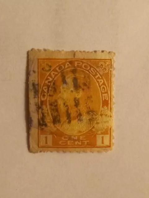 Seltene Canada Postage One Cent Perforierte Briefmarke Eine Seite Ohne Zähne