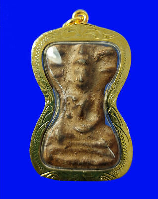 Phra Mahesuan Buddha Gold Micron Case Pendant Ancient Talisman Thai Amulet