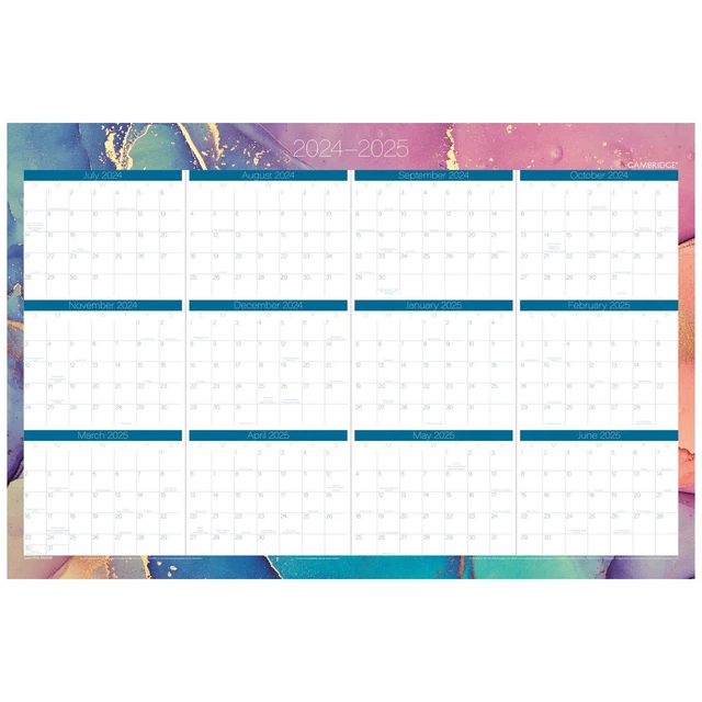 CAMBRIDGE CHROMATIC 2024-2025 Erasable Wall Calendar Reversible