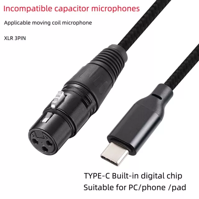 1 Pcs USB-C Type-C Male To 3Pin XLR Female Microphone Audio Cable Adapter Line