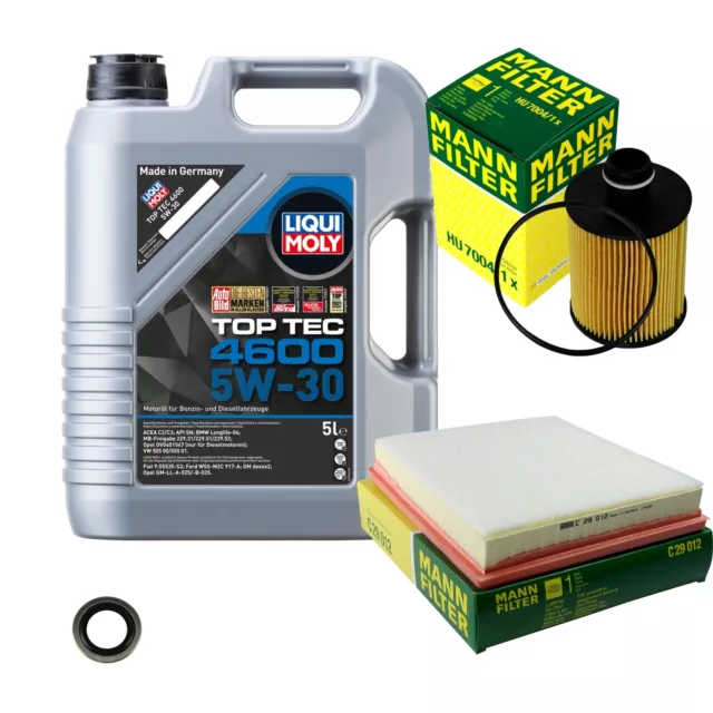 MANN Inspektionspaket 5 L LIQUI MOLY Top Tec 4600 5W-30 für Opel Saab Insignia