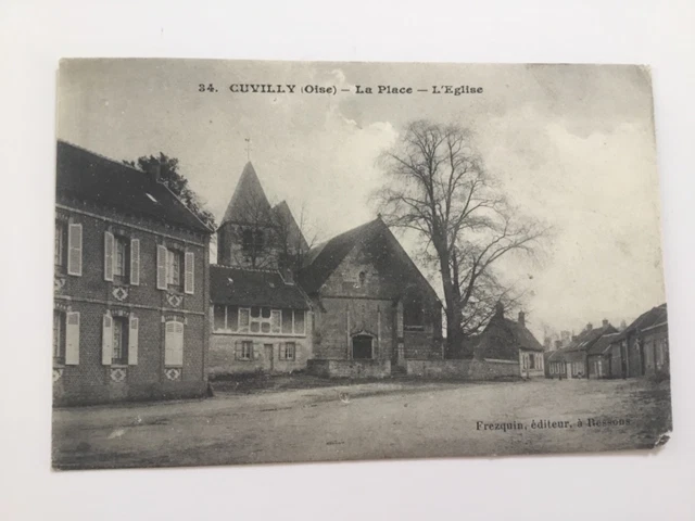 CPA - 60 Oise - Cuvilly - La place et l’eglise