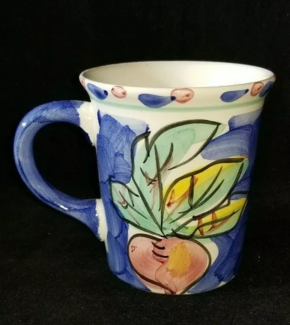 Set of 2:   Gibson Coffee Cocoa Mug Cup Hand-painted - Fruit Veggie Monet Styled