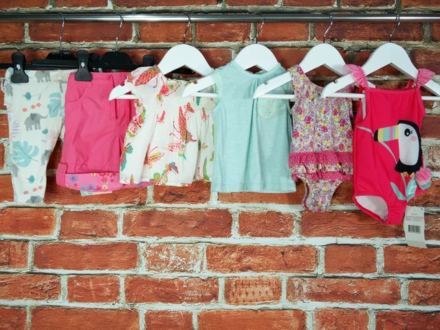 PACCHETTO BAMBINA ETÀ 0-3 MESI M&S NEXT GAP ecc TOP PANTALONI DA BAGNO VACANZE 62CM