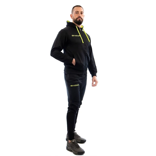 Tuta Uomo Donna Givova Sport Giacca Felpa Cappuccio Esercizi Nero S M L XL 2XL