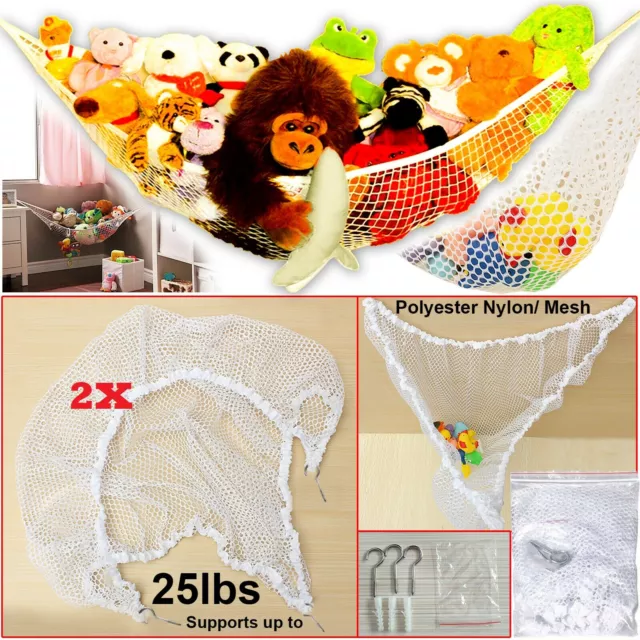 2 x Large Soft Toy Hammock Mesh Net Teddy Bear Keep Baby Bedroom Nursery Tidy