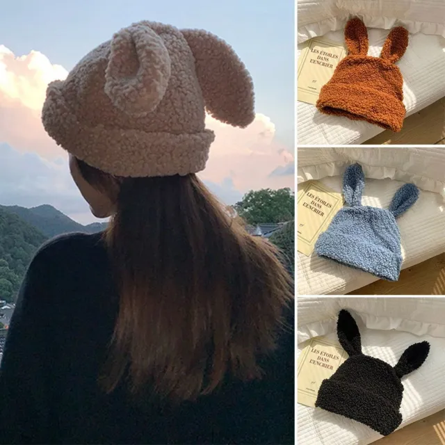 Autumn Winter Cute Warm Rabbit Ears Hat Cashmere Cap Thicken Beanie Hat