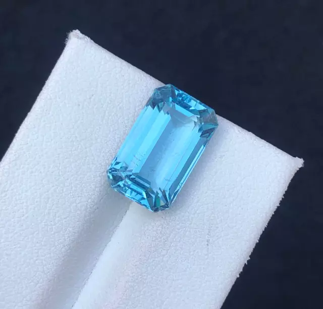 7.45 Ct Natural Santa Maria Aquamarine Emerald Cut Loose Gemstone from Brazil