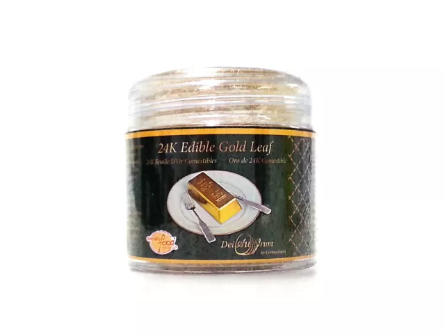 24K Edible Gold Leaf Flakes, Jar, 0.500g