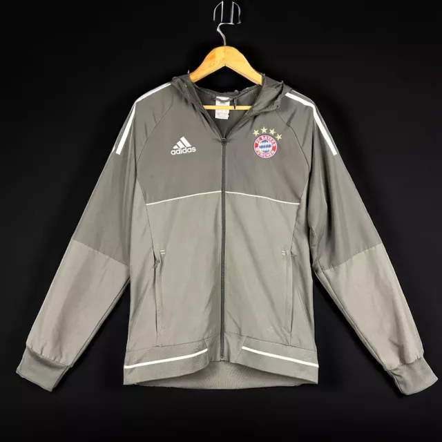 Adidas Bayern Munich Hooded Climalite Zipped Jacket Windbreaker - Grey - Medium