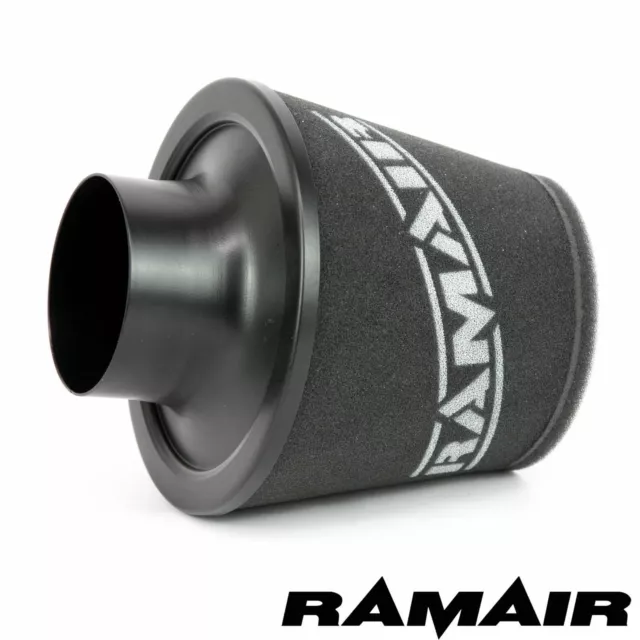 Ramair Black Large Aluminium Induction Cone Air Filter 100Mm Od Neck Universal 2