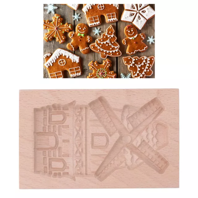 (Windmill)Biscuit Mould Beechwood Smooth Surface Wooden Cookie Mould Reusable