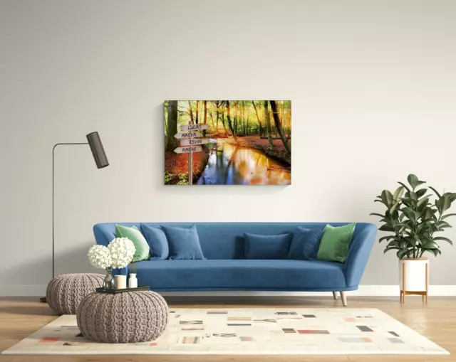 Cadre sur toile prénoms personnalisés "Forêt sous bois" Art numérique