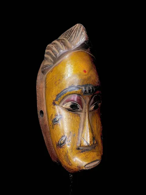 African mask antiques tribal Face vintage Wood Carved Hanging  Guro-4038