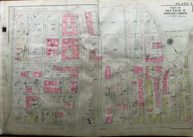 1911 Bronx Ny Grand Concourse Claremont And Keltch Parks Park Atlas Map