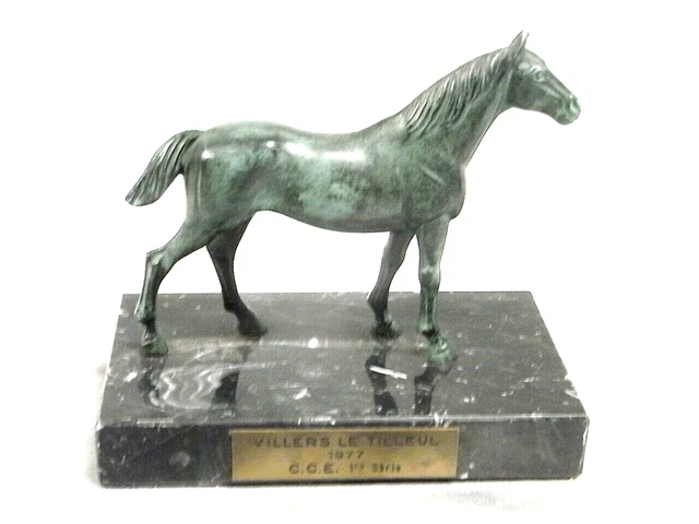 Statue Cheval En Bronze Patiné Sur Socle – Sculpture Italienne, Déco Loft